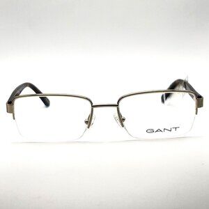 GANT GA3149 032 Eyeglass Frame Metal Rectangle Half Rimless Brown Gold 53-18-140